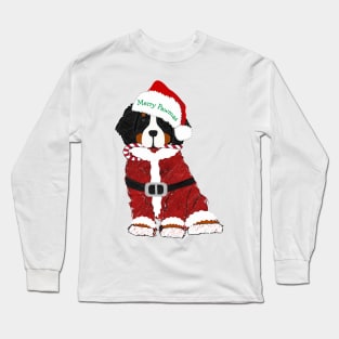 Cute Christmas Bernese Mt Dog Santa Paws Long Sleeve T-Shirt